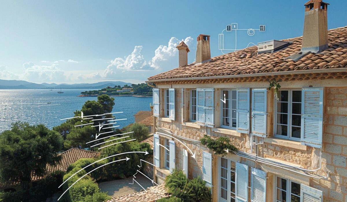 Système de ventilation intégré à une villa méditerranéenne à Saint-Tropez