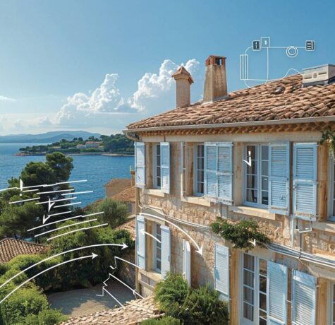 Système de ventilation intégré à une villa méditerranéenne à Saint-Tropez