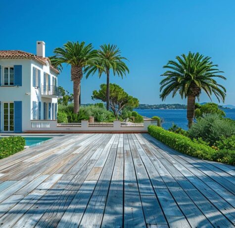 Villa méditerranéenne à Saint-Tropez protégée des embruns salins avec jardin luxuriant et vue mer