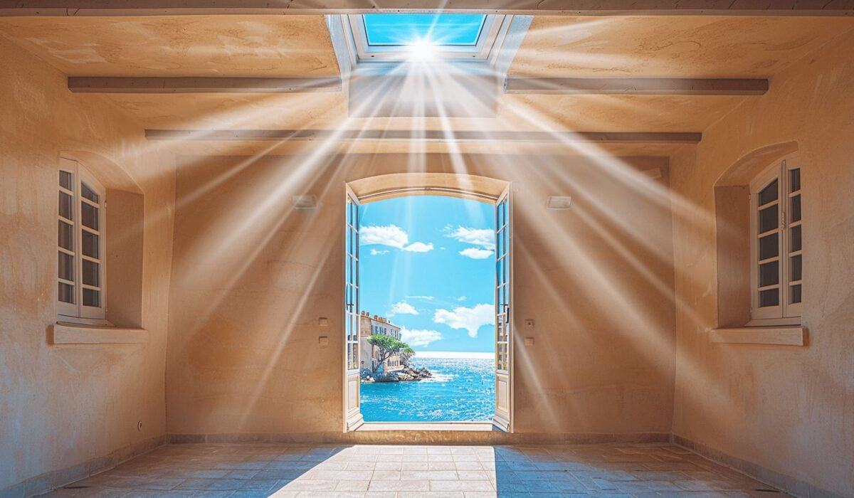 Intérieur lumineux avec puits de lumière à Saint-Tropez