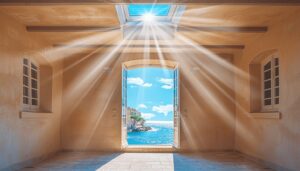 Intérieur lumineux avec puits de lumière à Saint-Tropez